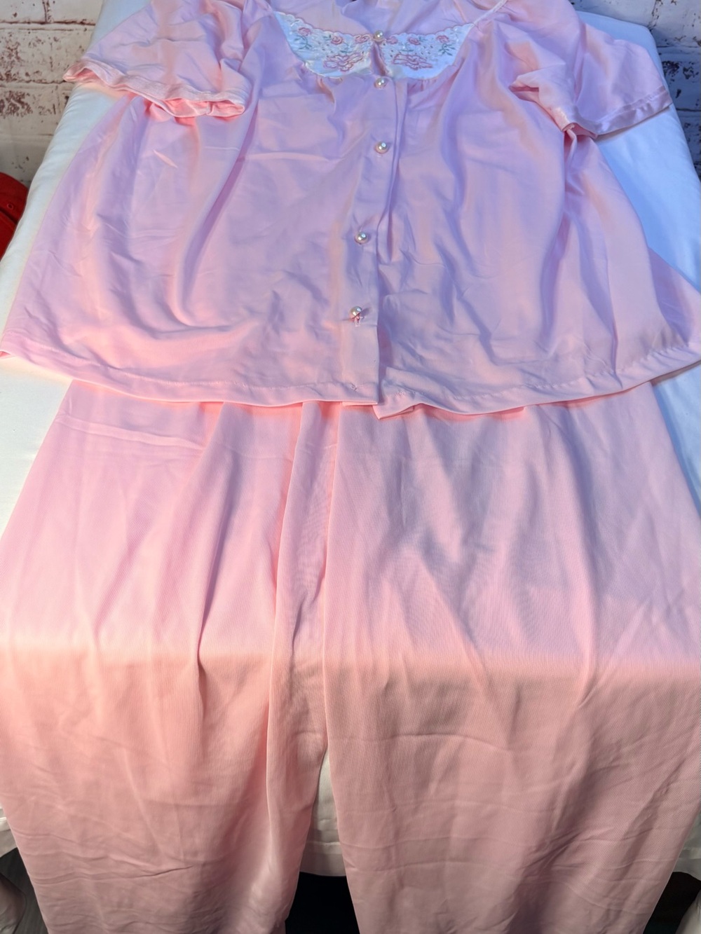Kelly Reed Women's Two-Piece Pink Pajama Set with Lace Trim